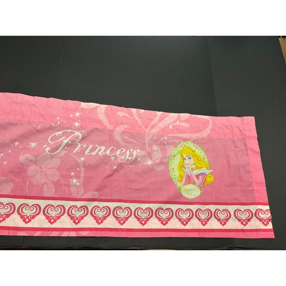 Vintage Disney Princess Pink Curtains Valance + 2 Panels Cinderella Belle Aurora